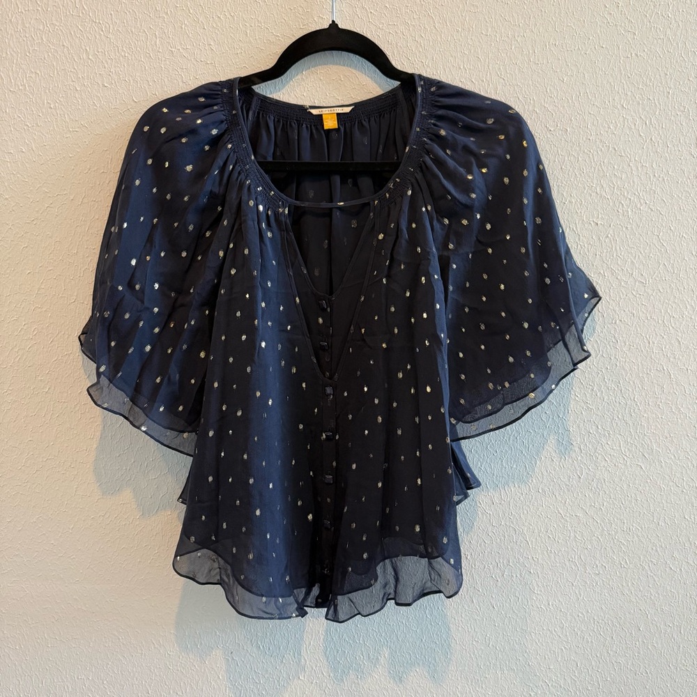 Leifsdottir Navy and White Sheer Blouse